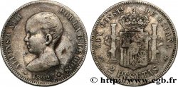 SPAIN 2 Pesetas Alphonse XIII 1892 Madrid VF 