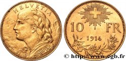 SUISSE 10 Francs &nbsp;Vreneli&nbsp; 1914 Berne