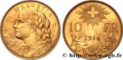 SUIZA 10 Francs or  Vreneli” 1916 Berne