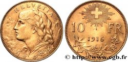 SVIZZERA  10 Francs or  Vreneli” 1916 Berne