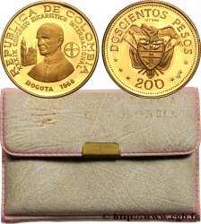COLOMBIA 200 Pesos Proof or Congrès Eucharistique International 1968 Bogota MS 