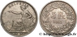 SUISSE - CONFEDERATION 5 Francs Helvetia assise 1851 Paris