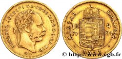 HUNGRíA 10 Francs or ou 4 Forint, 1er type François-Joseph Ier 1871 Kremnitz BC+ 