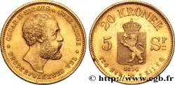 NORUEGA 20 Kroner Oscar II 1874 Kongsberg