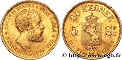 NORWEGEN 20 Kroner Oscar II 1875 Kongsberg