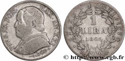 VATIKANSTAAT UND KIRCHENSTAAT 1 Lira Pie IX type grand buste an XXI 1866 Rome