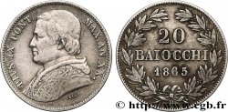 VATICAN ET ÉTATS PONTIFICAUX 20 Baiocchi Pie IX an XX 1865 Rome