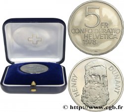 SWITZERLAND 5 Francs Proof 150e anniversaire de la naissance de Henry Dunant, fondateur de la Croix Rouge  1978 Berne