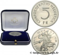 SUIZA 5 Francs 500e anniversaire de la bataille de Murten 1976 Berne