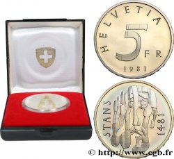 SUIZA 5 Francs Proof 500e anniversaire du convenant de Stans 1481 1981 Berne - B