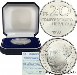 SUIZA 20 Francs Proof 500e anniversaire de la naissance du médecin Paracelse  1993 Berne - B