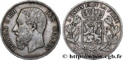 BELGIQUE 5 Francs Léopold II 1876  TTB 