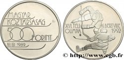 HUNGARY 500 Forint Proof XVIe Jeux Olympiques d’hiver Albertville 1992 / hockeyeurs 1989 Budapest