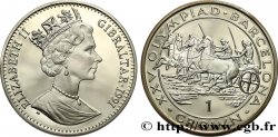 GIBRALTAR 1 Crown Proof 25e Jeux Olympique de Barcelone : Elisabeth II / course de char 1991 