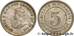 STRAITS SETTLEMENTS 5 Cents Straits Settlements Georges V 1920  XF 