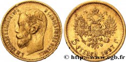 RUSSIE 5 Roubles Nicolas II 1897 Saint-Petersbourg