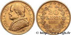GOLD, PALLADIUM & PLATINUM INVESTMENT 20 Lire Pie IX an XXII 1868 Rome