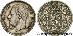 BELGIUM 5 Francs Léopold II 1873 