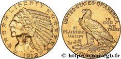 INVESTMENT GOLD 5 Dollars  Indian Head  1912 Philadelphie