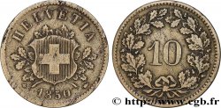 SWITZERLAND 10 Centimes (Rappen) croix suisse 1850 Strasbourg - BB VF 
