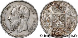 BELGIQUE 5 Francs Léopold II 1870 