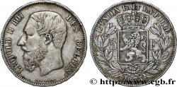 BELGIQUE 5 Francs Léopold II 1873 