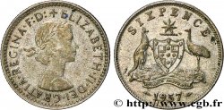 AUSTRALIE 6 Pence Elisabeth II 1957 Melbourne