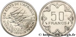 ESTADOS DE ÁFRICA CENTRAL Essai de 50 Francs antilopes lettre ‘E’ Cameroun 1976 Paris