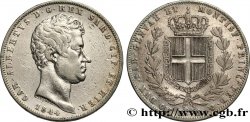 ITALIE - ROYAUME DE SARDAIGNE - CHARLES-ALBERT 5 Lire Charles Albert, roi de Sardaigne 1844 Turin TTB 