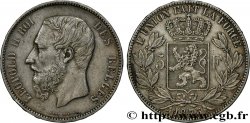 BELGIQUE 5 Francs Léopold II 1873 