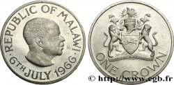 MALAWI 1 Crown Proof Hastings Kamuzu Banda / emblème 1966 