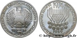 GERMANIA 5 Mark Proof 25e anniversaire de la République Fédérale 1974 Stuttgart