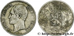 BELGIQUE 5 Francs Léopold Ier tête nue 1853 
