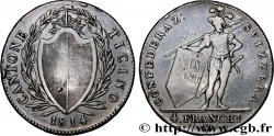 SUIZA - CANTÓN DE TESINO 4 Franchi (Francs) 1814 Lucerne