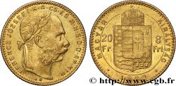 UNGHERIA 20 Francs or ou 8 Forint François-Joseph Ier 1890 Kremnitz