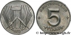 ALLEMAGNE RÉPUBLIQUE DÉMOCRATIQUE 5 Pfennig épis, marteaux et compas type Deutschland 1952 Berlin