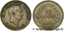 SARAWAK 10 Cents Sarawak Rajah C.V. Brooke 1934 Heaton - H TTB 