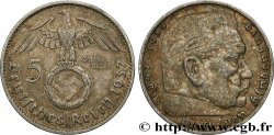 GERMANY 5 Reichsmark Maréchal Paul von Hindenburg 1937 Stuttgart