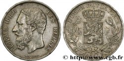 BELGIEN 5 Francs Léopold II 1865 