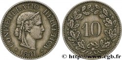 SWITZERLAND 10 Centimes (Rappen) Helvetia 1881 Berne