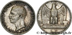 ITALIE 5 Lire Victor Emmanuel III 1927 Rome 