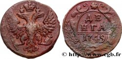 RUSSIE 1 Denga (1/2 Kopeck) aigle bicéphale 1749 Moscou ou Ekaterinbourg