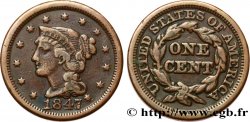 ÉTATS-UNIS D&nbsp;AMÉRIQUE 1 Cent “Braided Hair” 1847 Philadelphie TTB+ 