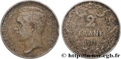 BELGIQUE 2 Frank (Francs) Albert Ier légende flamande 1911 Bruxelles