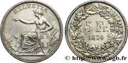 SUIZA 5 Francs Helvetia assise 1874 Berne
