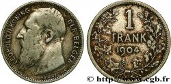 BELGIQUE 1 Frank (Franc) Léopold II légende en flamand 1904 
