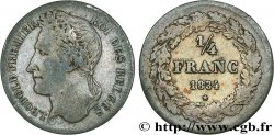 BELGIQUE 1/4 Franc Léopold Ier tête laurée 1834 Bruxelles