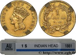 ÉTATS-UNIS D AMÉRIQUE 1 Dollar”Indian Princess”, tête large 1861 Philadelphie