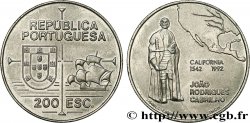 PORTUGAL 200 Escudos João Rodrigues Cabrilho, carte de l’Amérique du Nord 1992 Lisbonne