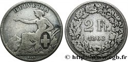 SUIZA 2 Francs Helvetia 1863 Berne